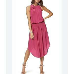 RAMY BROOK Dress Womens XL Fuchsia Pink Audrey Blouson Midi Sleeveless Halter
